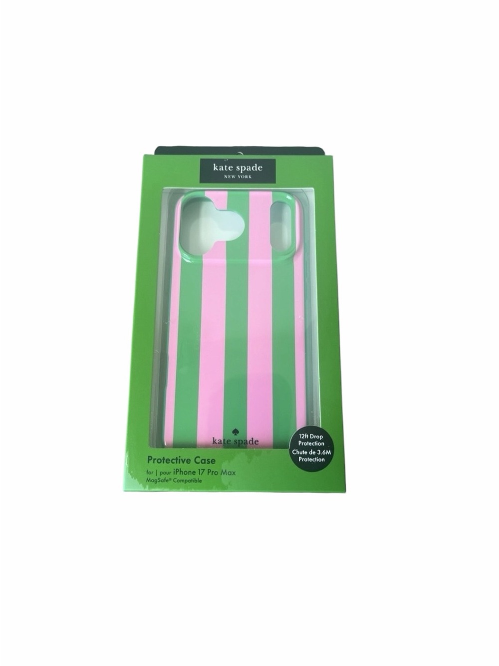 kate spade iPhone 17 Pro Max Pink & Green Stripe iPhone Case